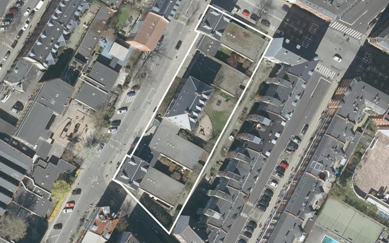 Luftfoto af lokalplanområdet Baldersgade 24
