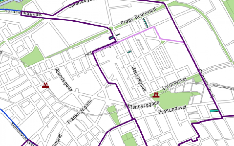 Kort over p-zone i Lergravsparken