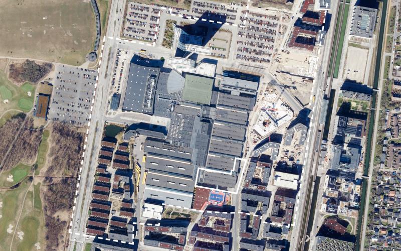 Luftfoto over lokalplantillæg 1 til lokalplan 571 Kvarteret ved Bella Center II