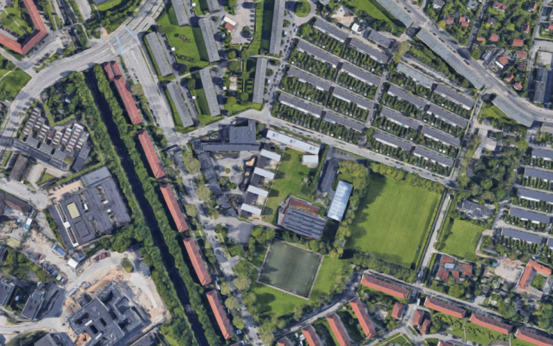 Luftfoto af området omkring Lundehusskolen