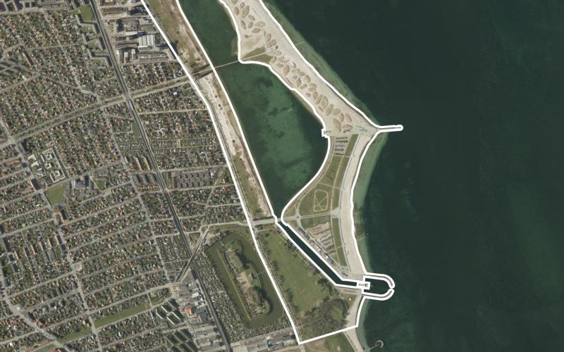 Luftfoto af lokalplanområdet Amager Strandpark