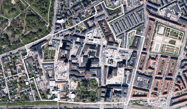 Luftfoto der viser lokalplanområdet