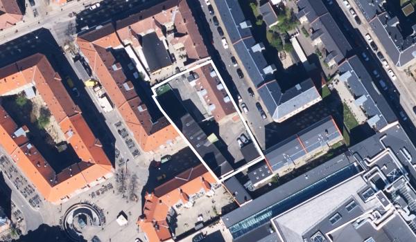 Luftfoto over lokalplanområdet Hannovergade 8