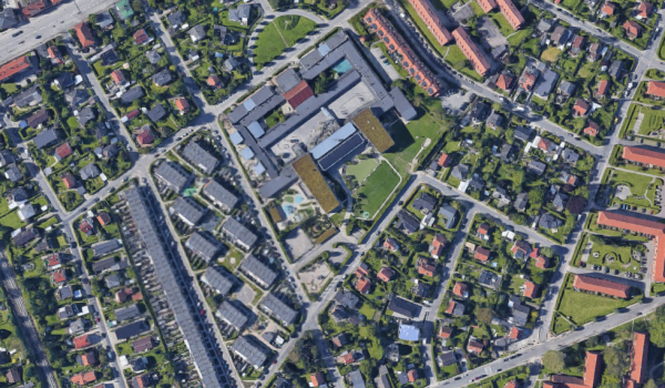 Luftfoto af området omkring Korsager skolen
