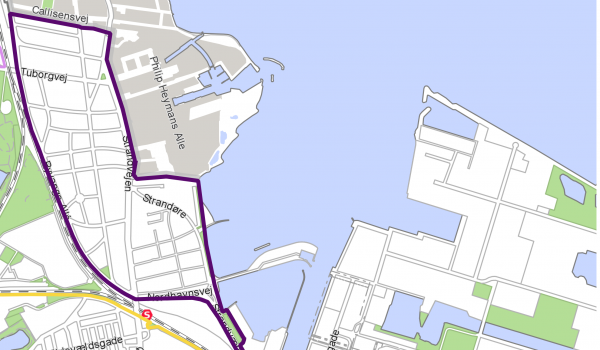 Kort over parkeringszone ydre Østerbro