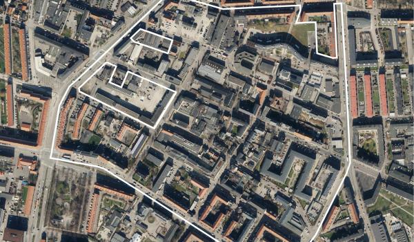 Luftfoto over lokalplanområdet Provstevejskvarteret