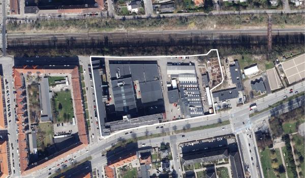 Luftfoto over lokalplanområdet Ny Hotel- og Restaurantskole