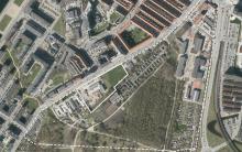 Luftfoto over lokalplanområdet Artillerivej Øst