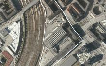 Luftfoto over lokalplanområdet Postgrunden tillæg 1